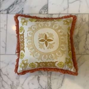 Suzani Print Embroidered Pillow 16x16